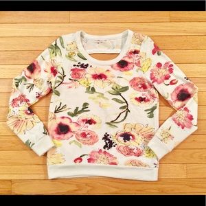 CHASER  ( XS & S )  Floral Cut Out Sweatshirt Top